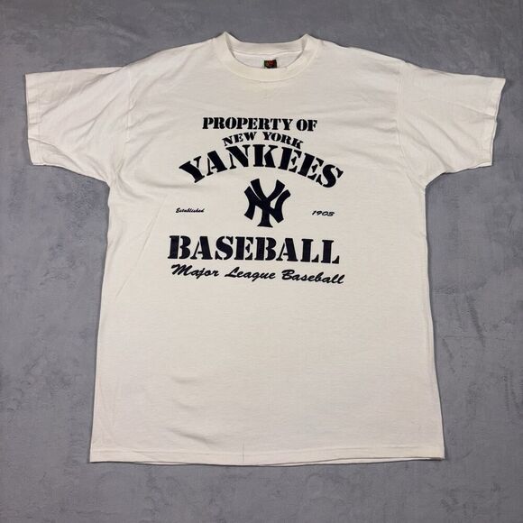 VINTAGE New York Yankees Shirt Adult X-Large White MLB Baseball - Picture 1 of 8